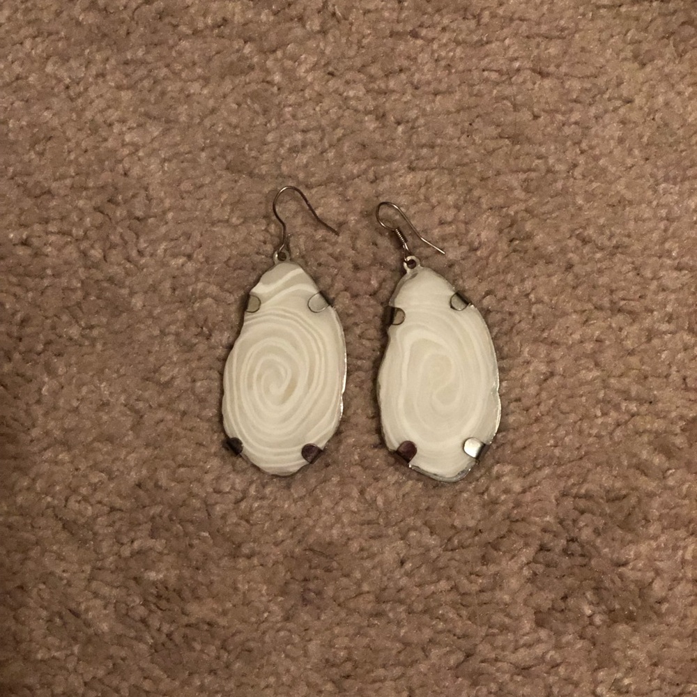 Dangle Geode earrings.